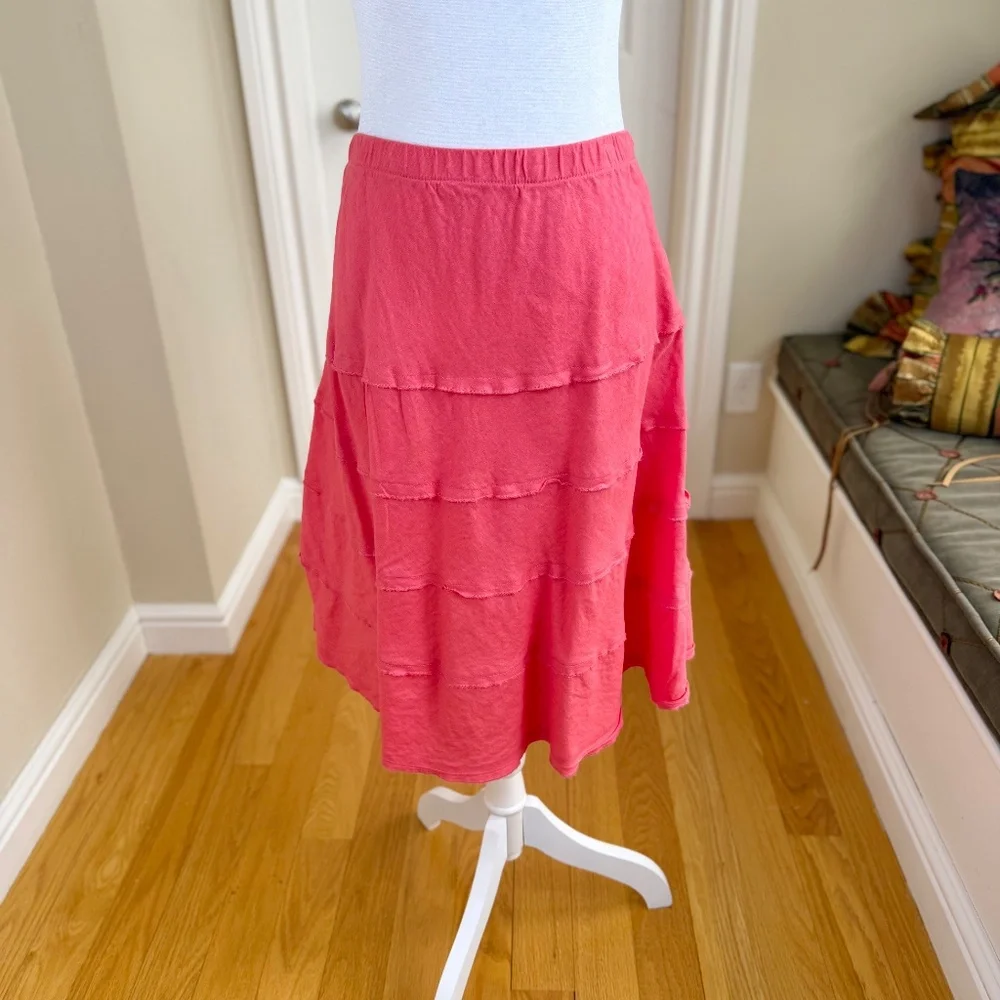 Soft Surroundings Skirt Linen Pull-On Coral (L) - Picture 2 of 7